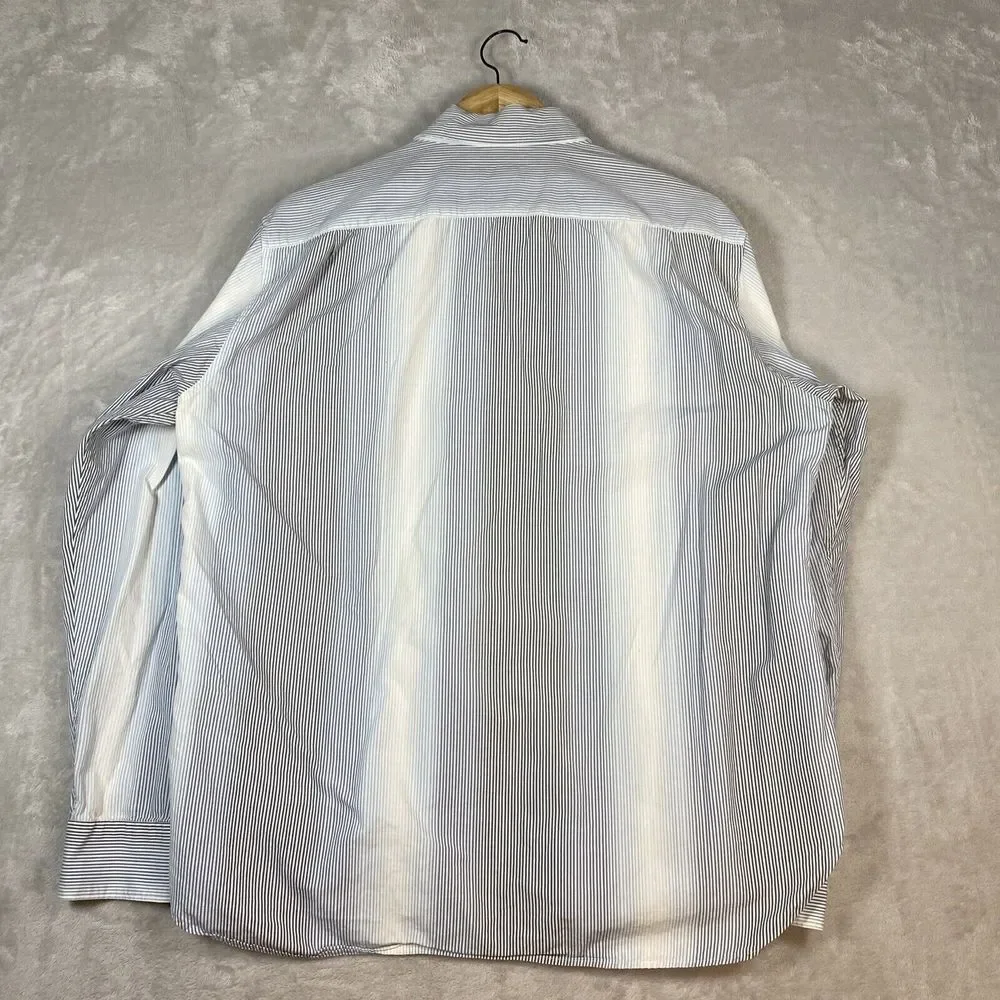 Michael Kors Men's‎ Adult Sz L Button Shirt Long Sleeve Striped Blue/Wht Striped - Picture 8 of 8